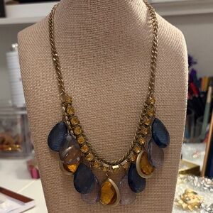 LOFT Gold and Blue Teardrop Necklace
